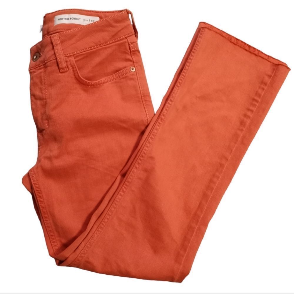 Pilcro And The LetterPress High Rise Bootcut Raw Hem Size 25 Rustic Orange